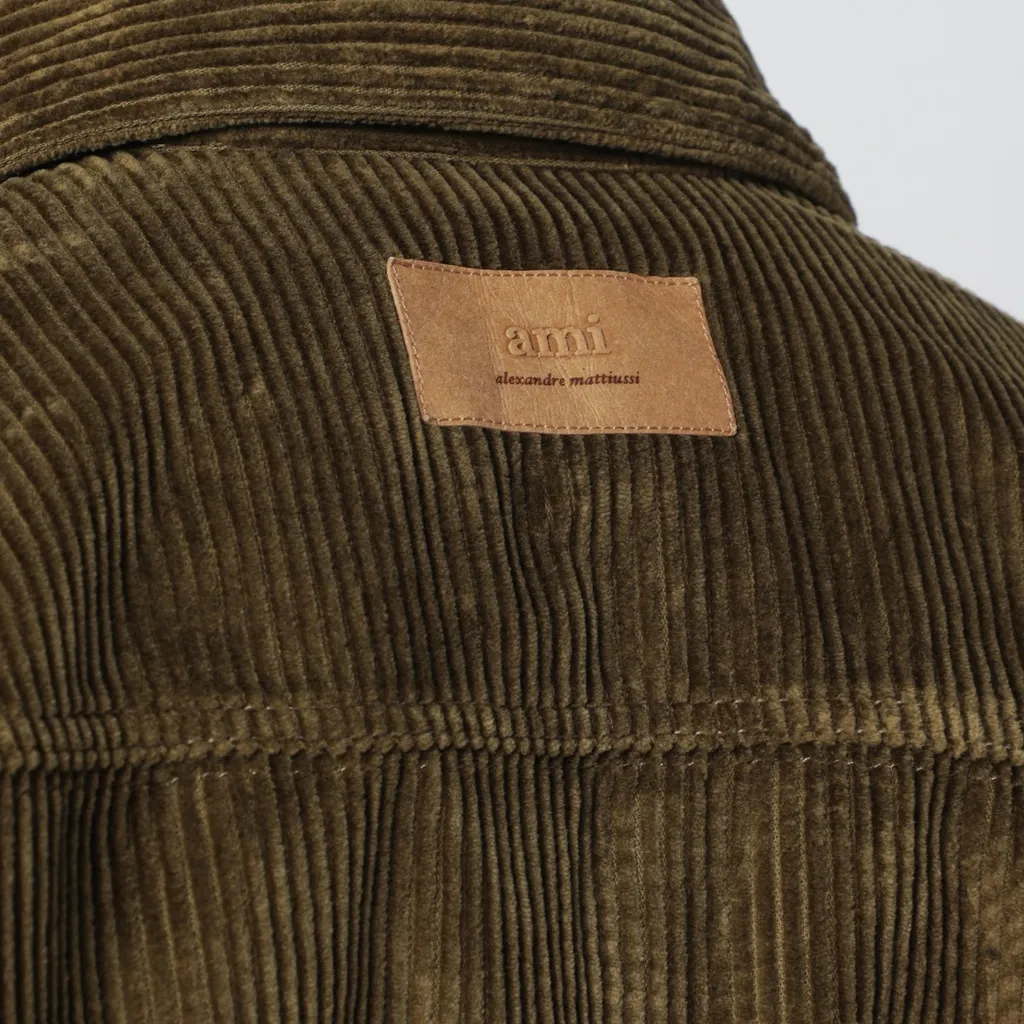 Ami Paris Logo Patch Corduroy Shirt