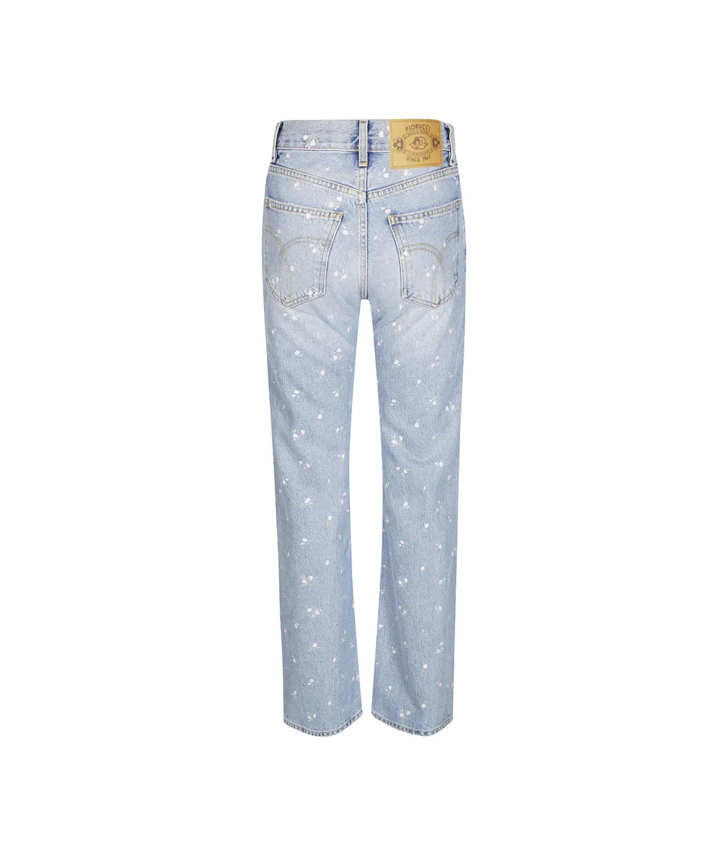Floral Print Straight Leg Jeans