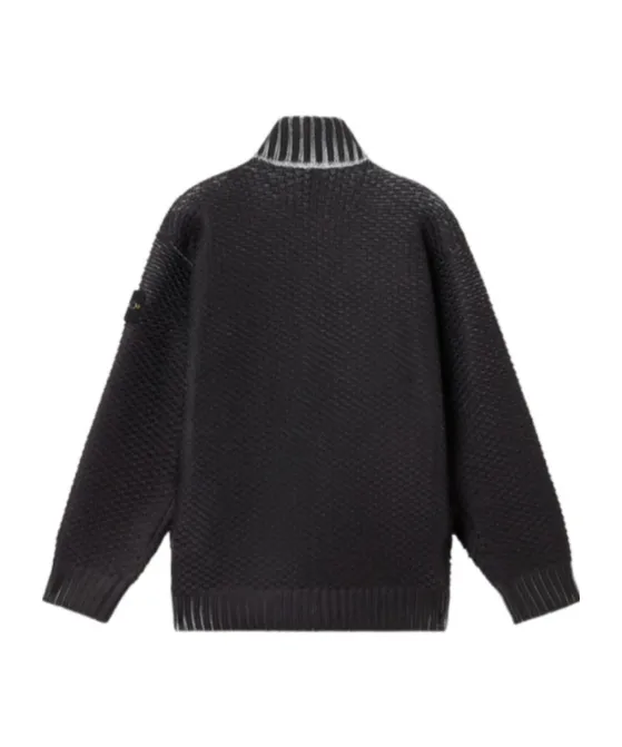 Stone Island Logo Patch Zip-Up Jumper