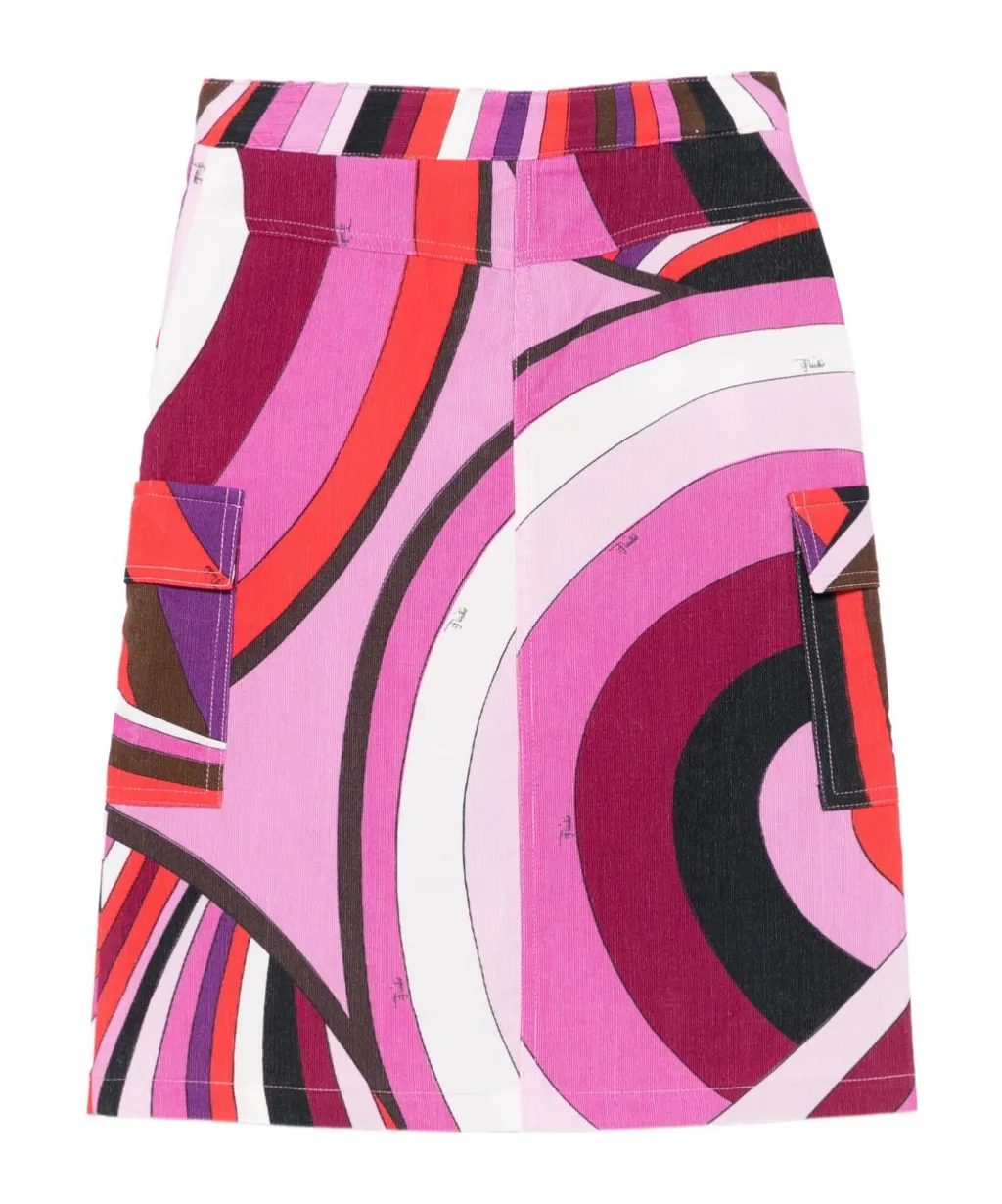 Geometric-Pattern Pocket Skirt