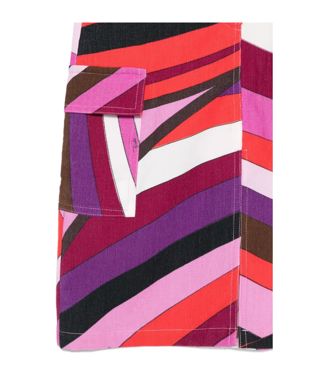 Geometric-Pattern Pocket Skirt