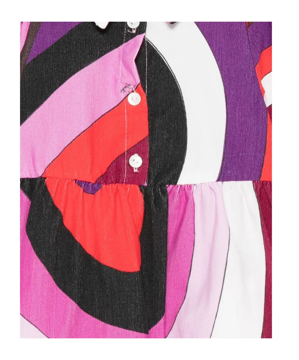 Fuchsia Dress For Baby Girl With Marble Print