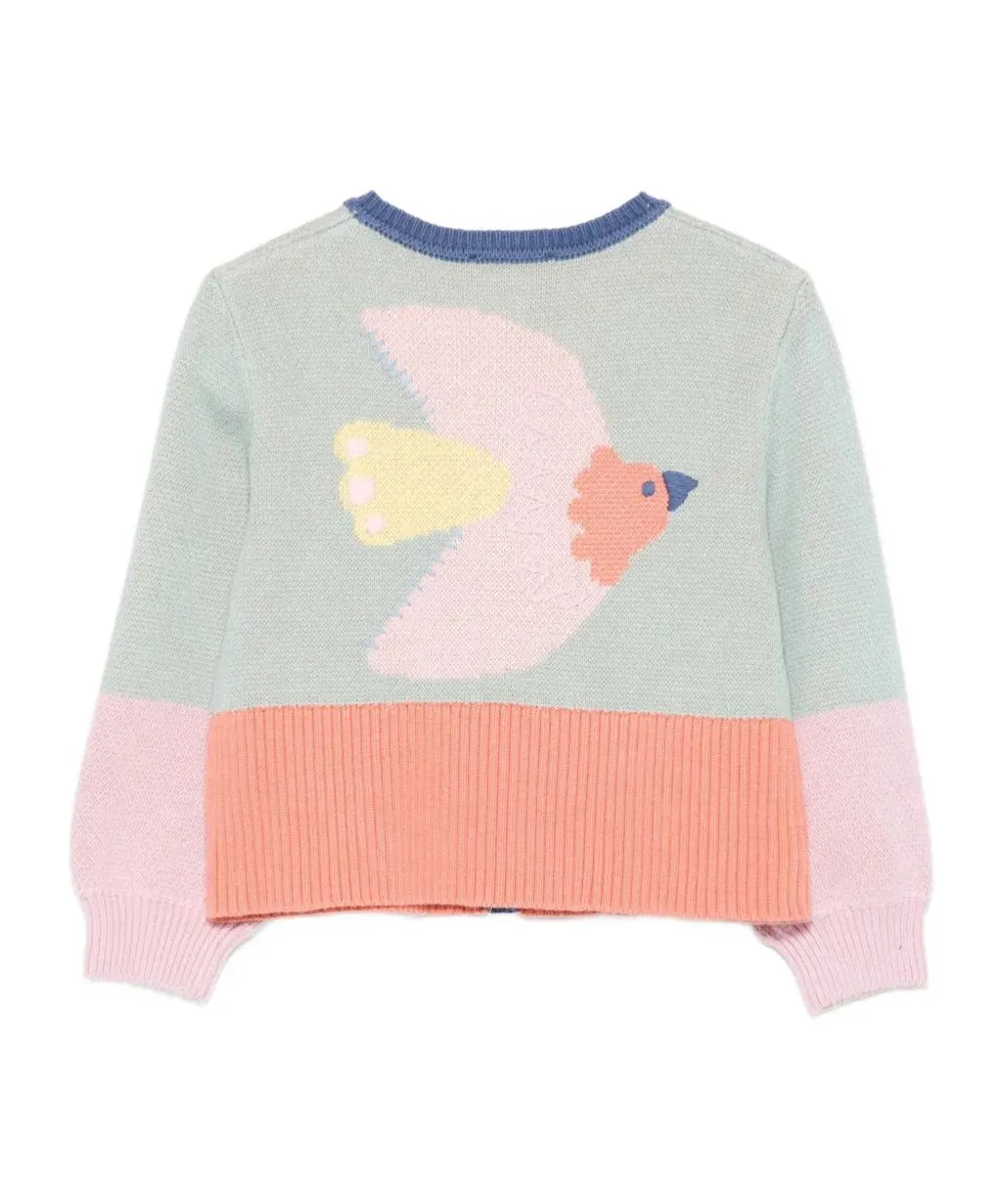 Colour-Block Bird-Detail Cardigan