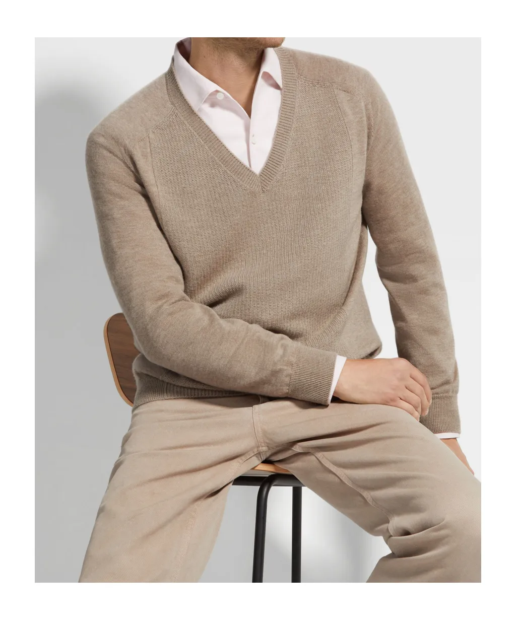 Oasi V-Neck Ribbed Cashmere Sweater