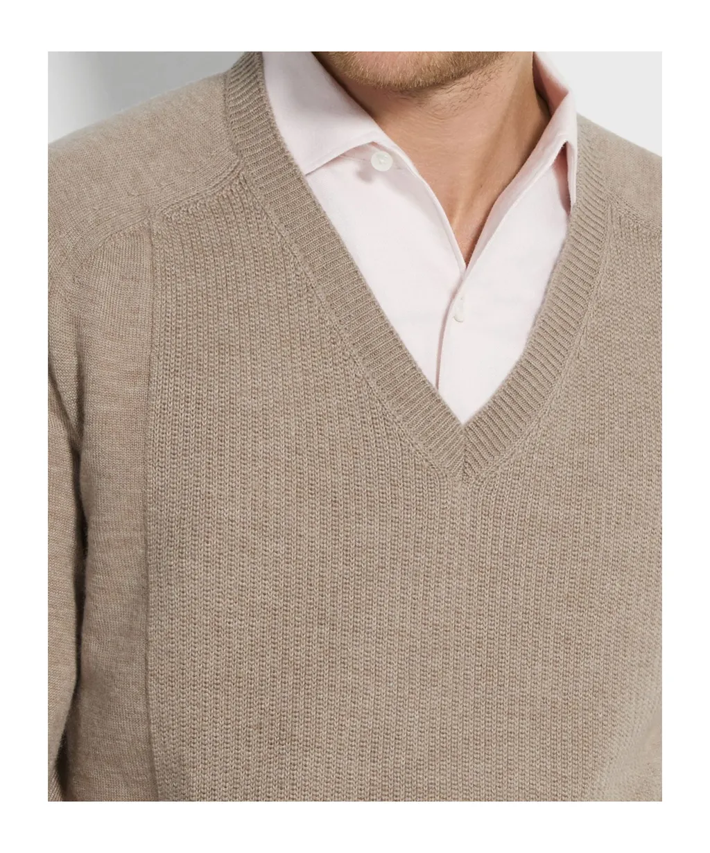 Oasi V-Neck Ribbed Cashmere Sweater
