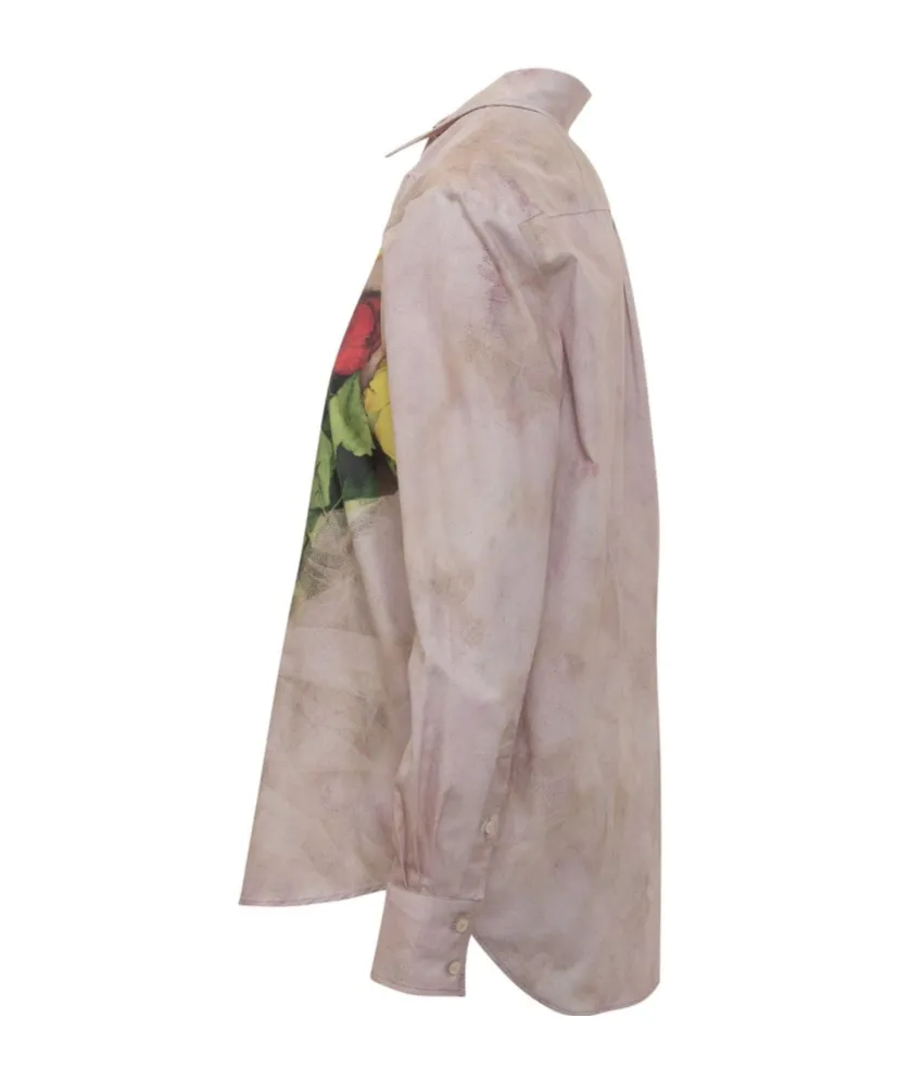 Msgm Rose Printed Long Sleeved Shirt
