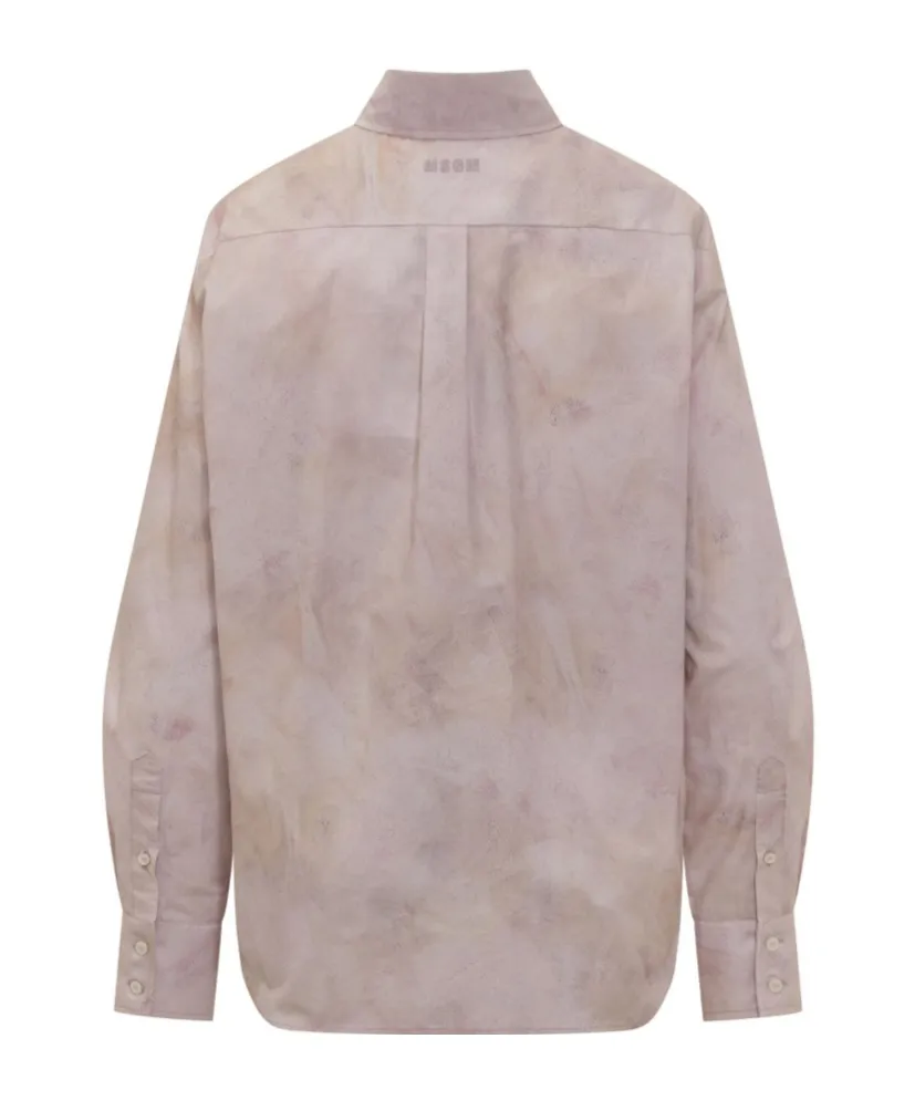 Msgm Rose Printed Long Sleeved Shirt