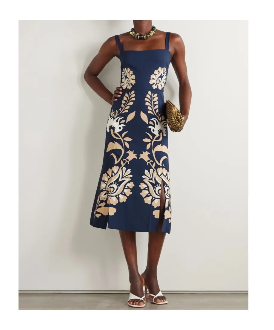 Floral-Pattern Midi Dress