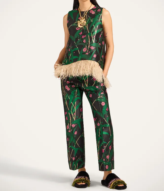 Hendrix Floral-Jacquard Trousers