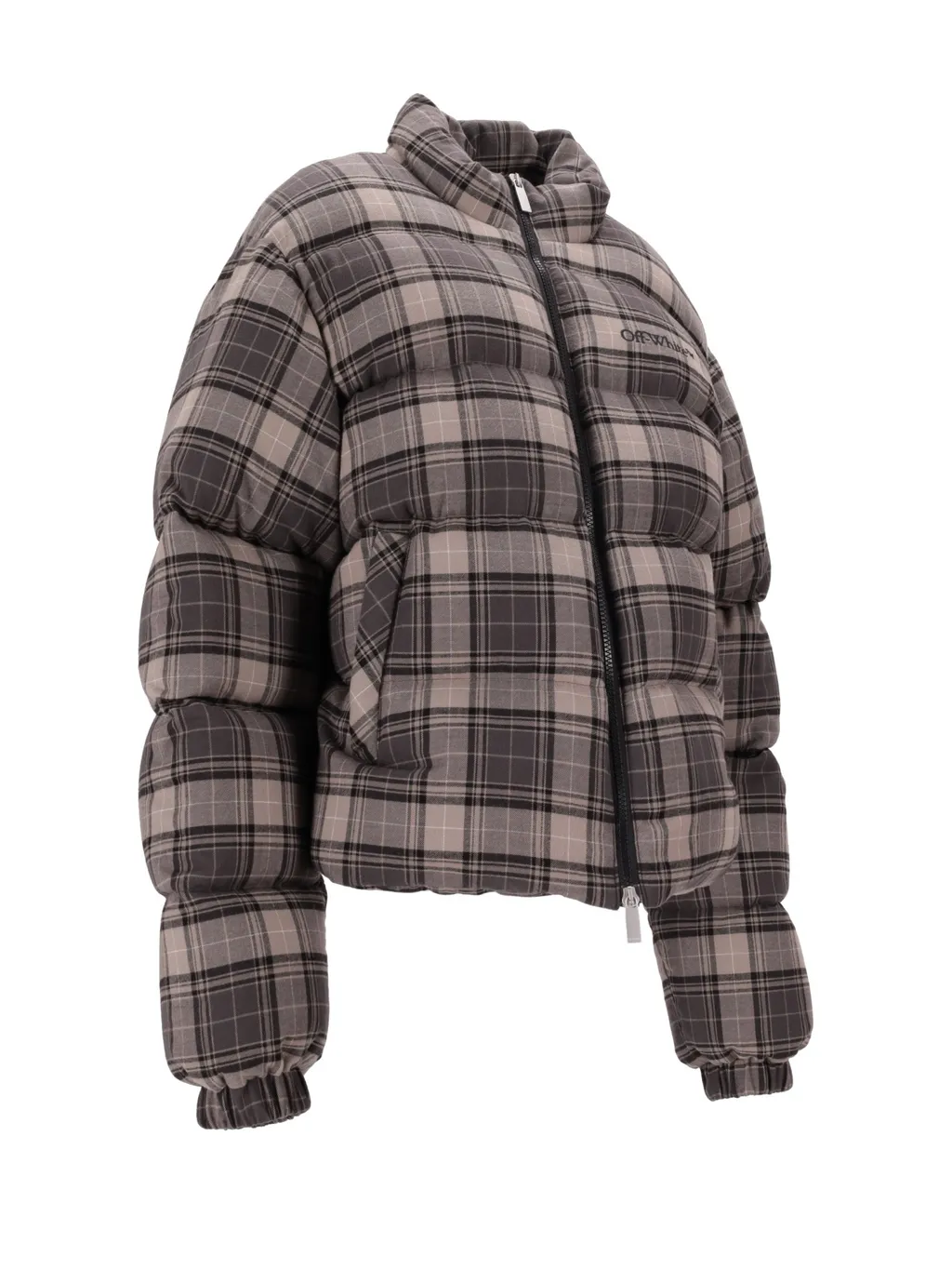 Off-White Tartan Zip-Up Down Jacket