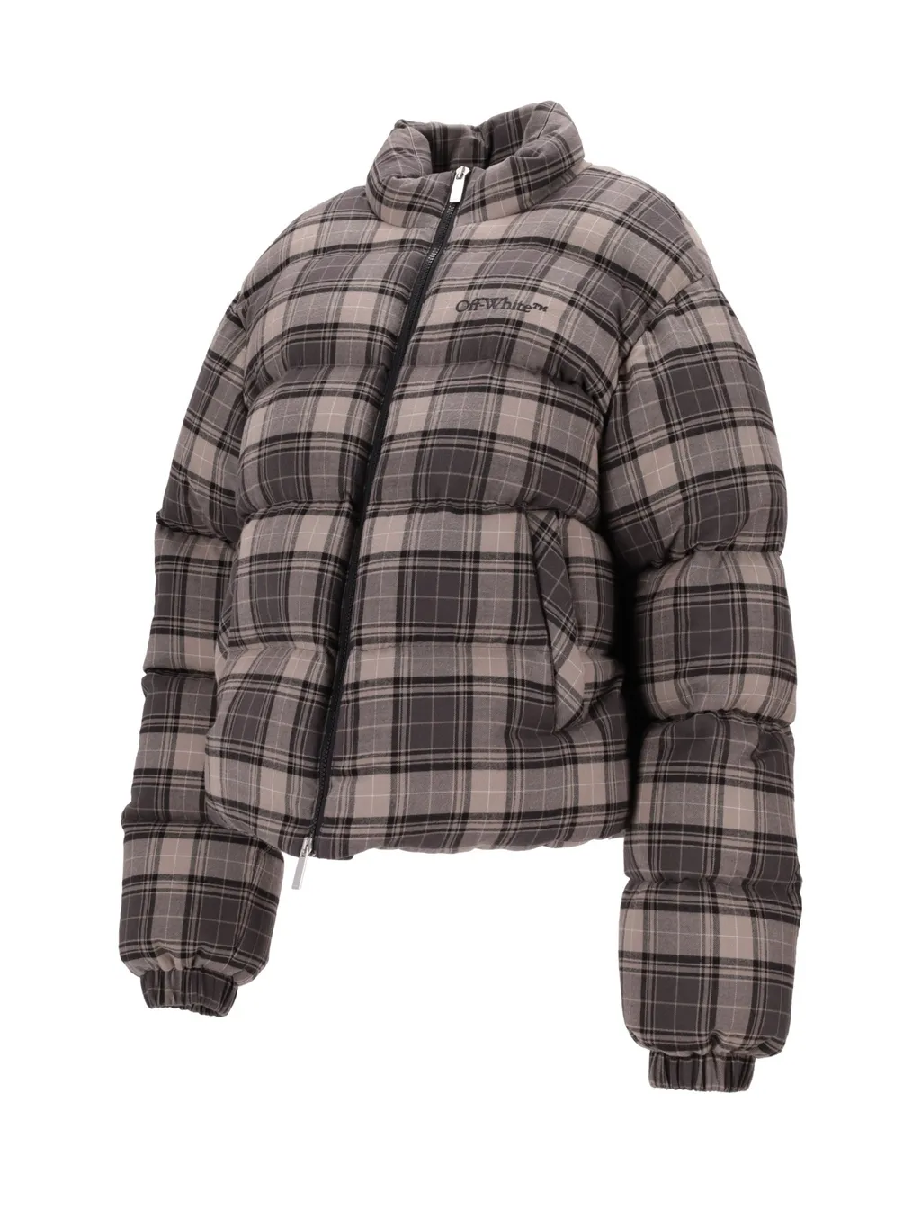 Off-White Tartan Zip-Up Down Jacket