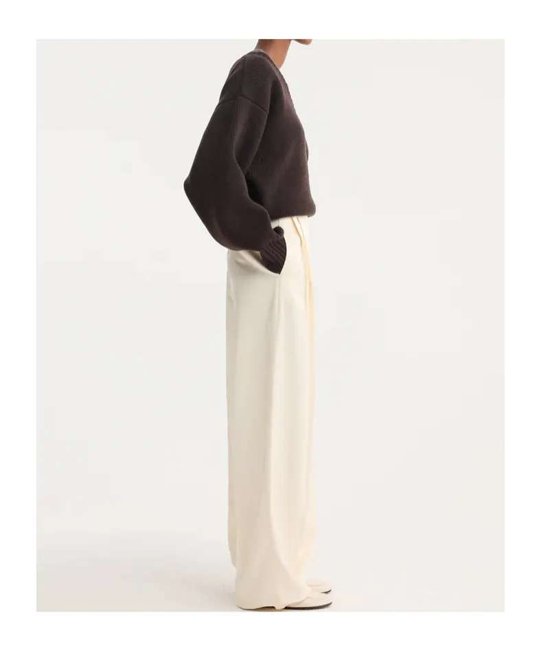 High-Waist Satin Trousers