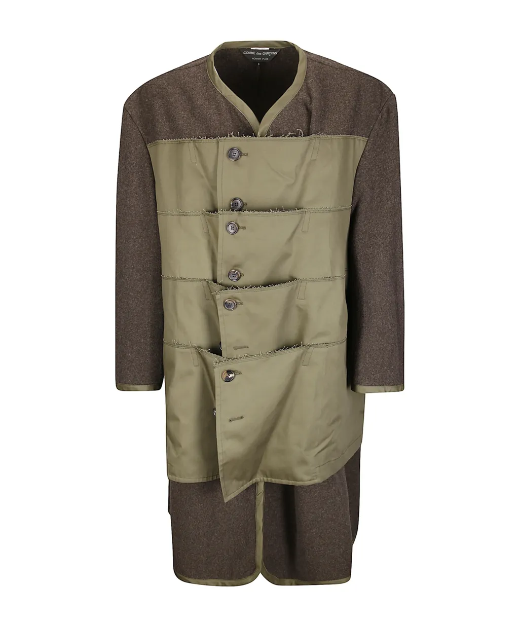 Comme Des GarÇOns Homme Plus Button-Up Panelled Padded Coat