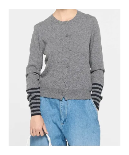 Stripe-Detail Cardigan