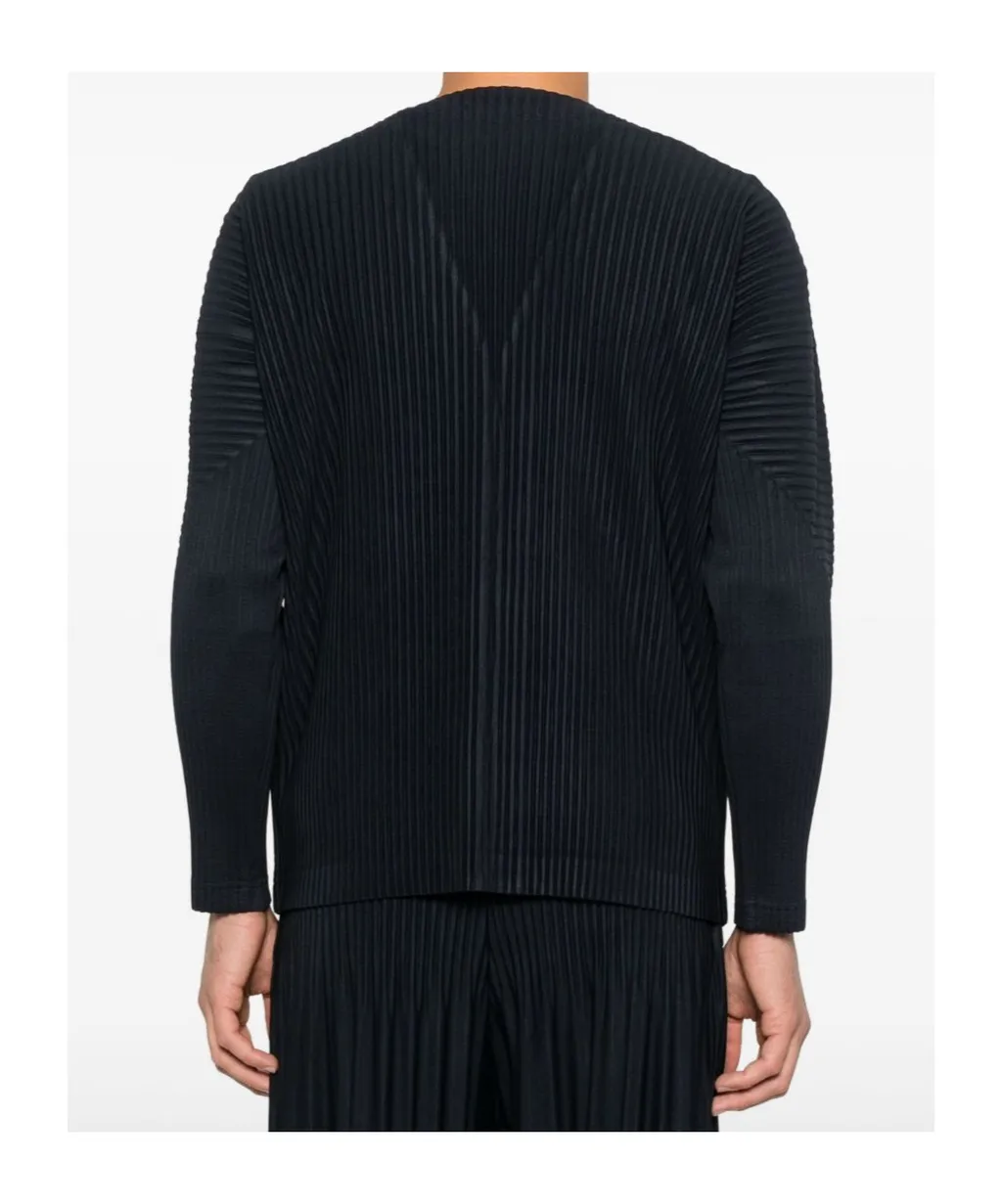 Homme Pliss Issey Miyake Pleated V-Neck Cardigan