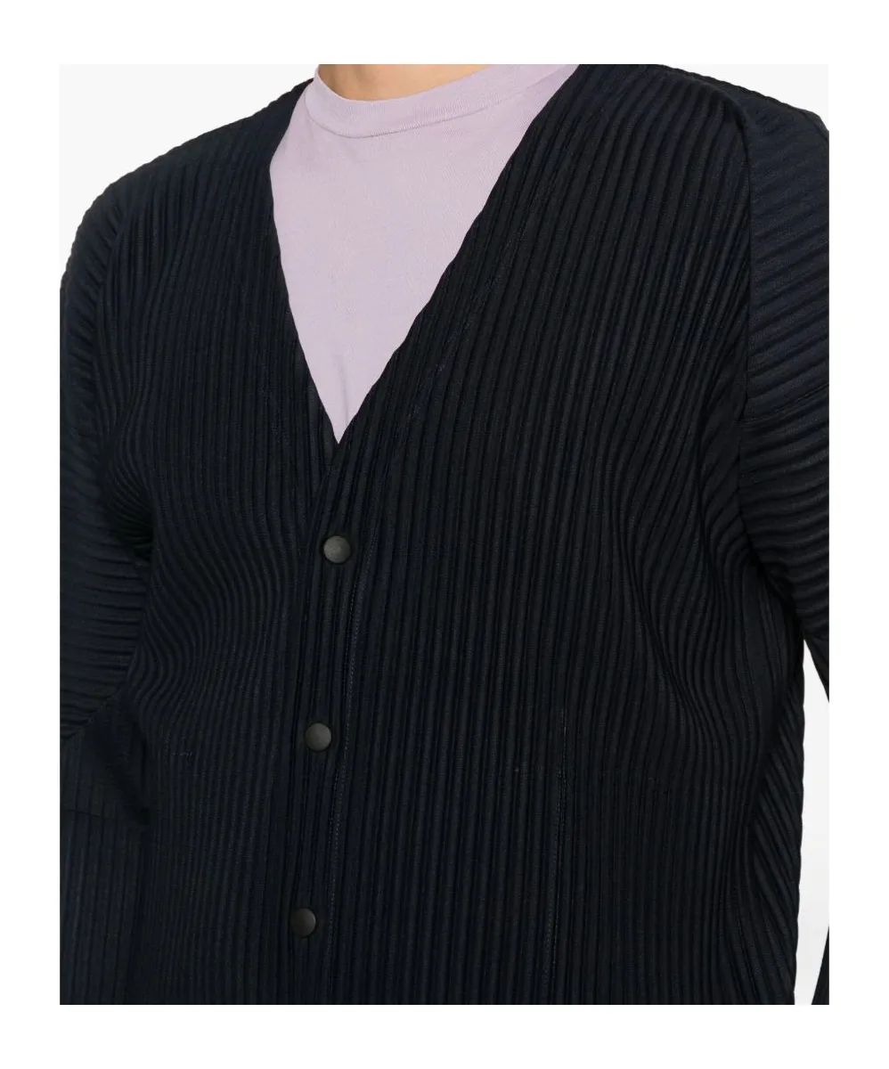 Homme Pliss Issey Miyake Pleated V-Neck Cardigan