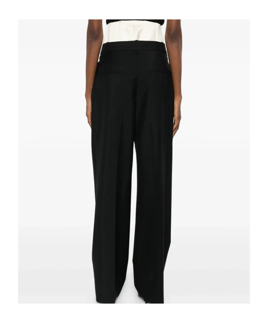 RÓHe Two-Toned Layered Pleated Trousers