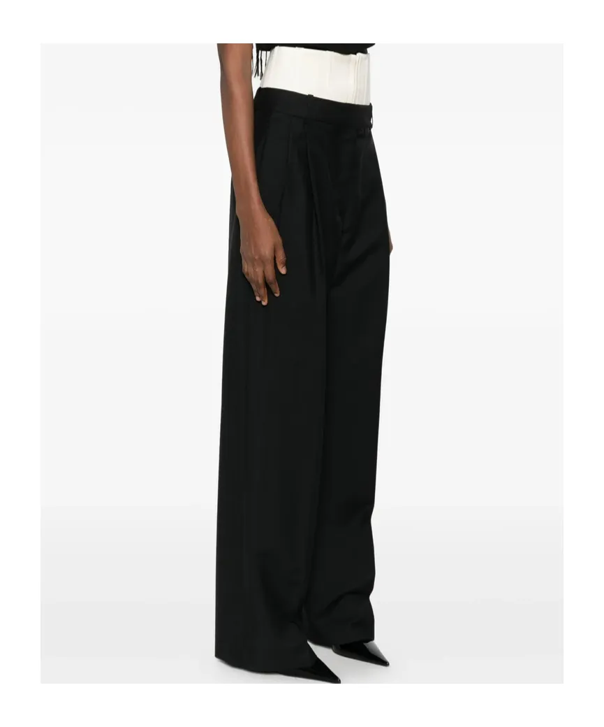 RÓHe Two-Toned Layered Pleated Trousers