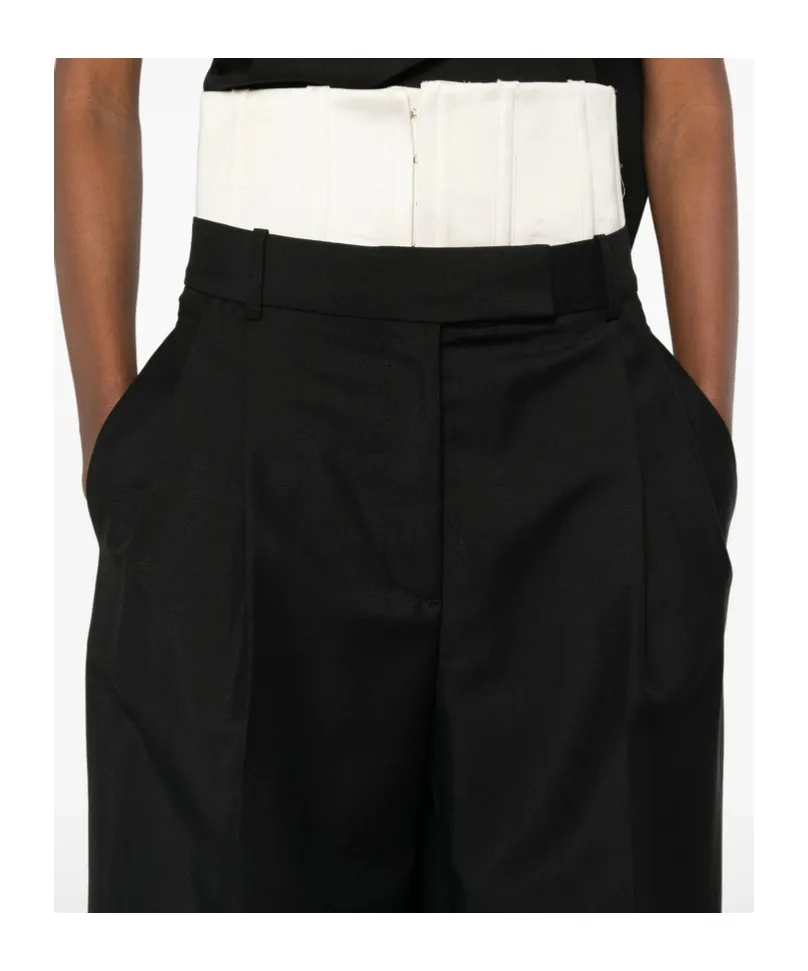 RÓHe Two-Toned Layered Pleated Trousers