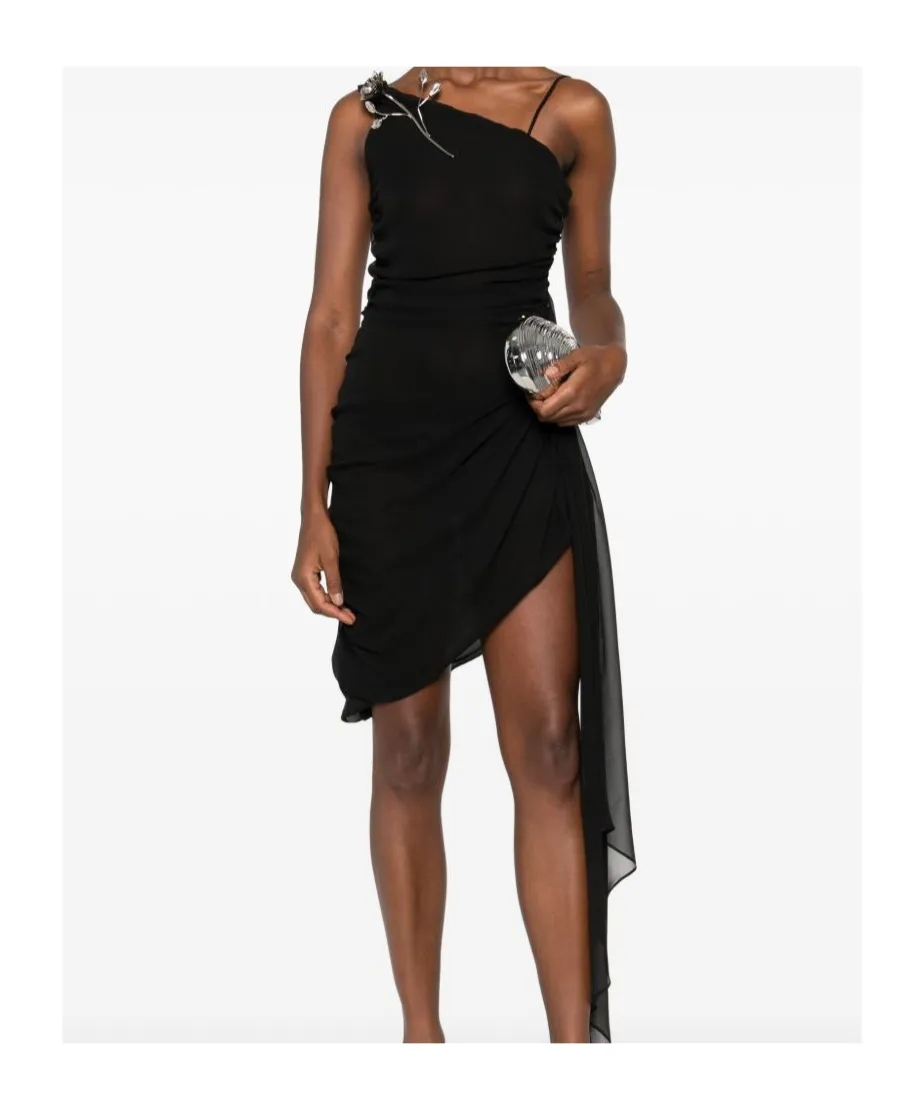 Embellished One-Shoulder Dress