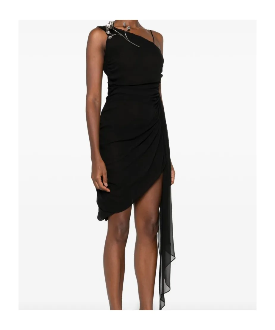 Embellished One-Shoulder Dress