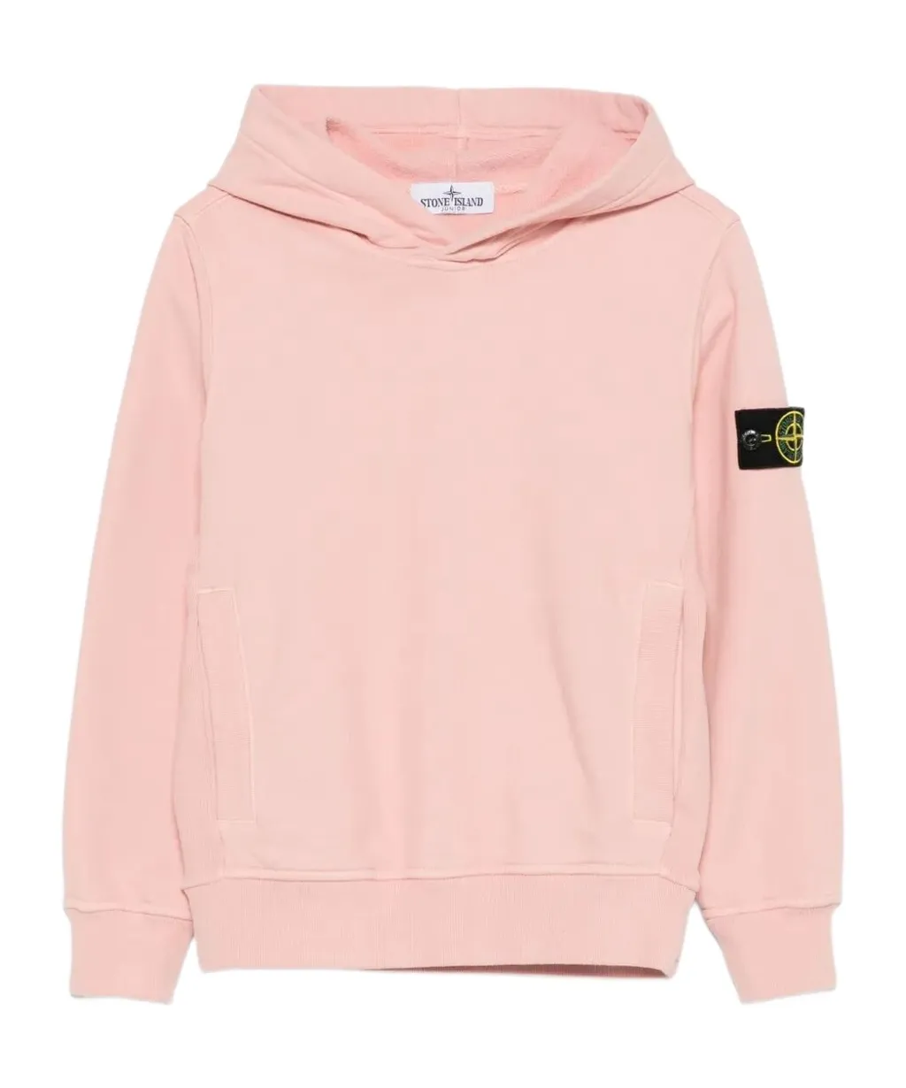 Stone Island Junior Logo Patch Long Sleeved Hoodie