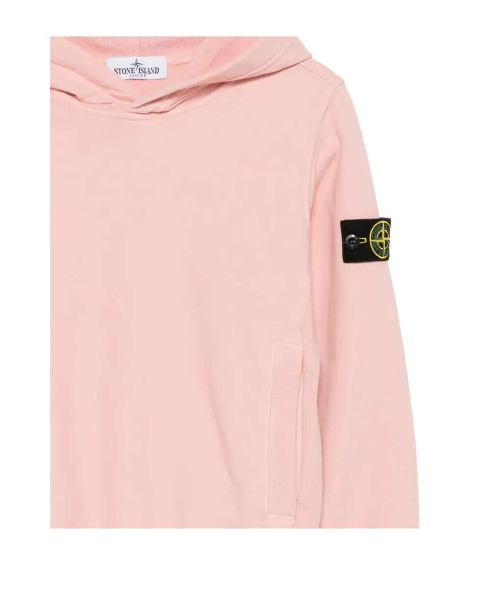 Stone Island Junior Logo Patch Long Sleeved Hoodie
