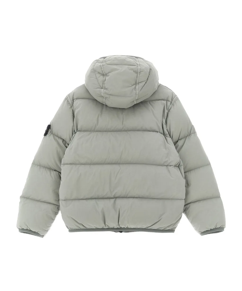 Stone Island Junior Logo Patch Hooded Down Jacket