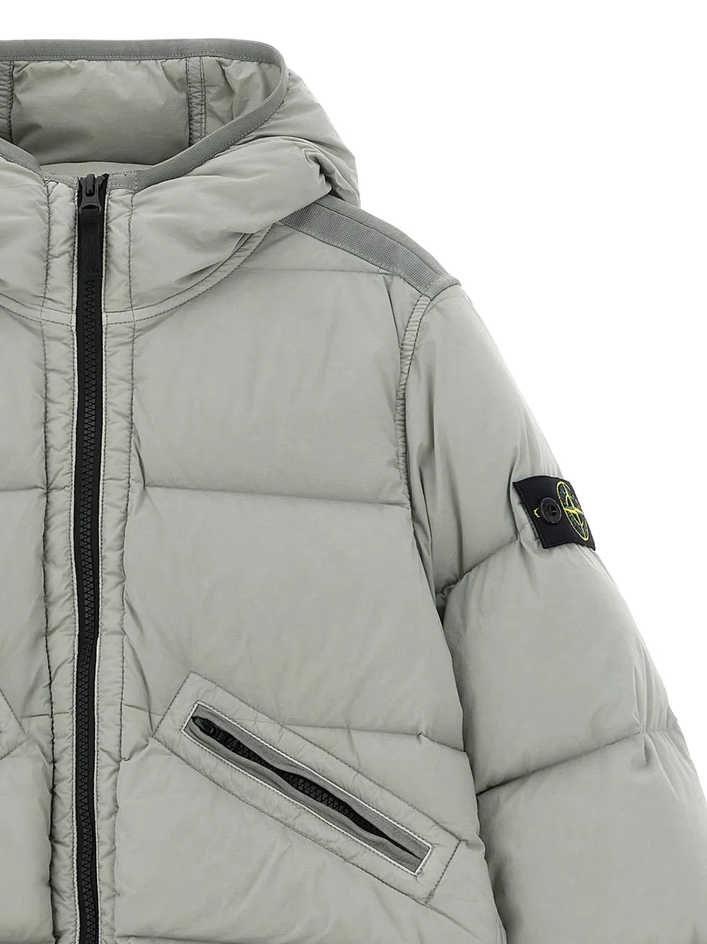 Stone Island Junior Logo Patch Hooded Down Jacket