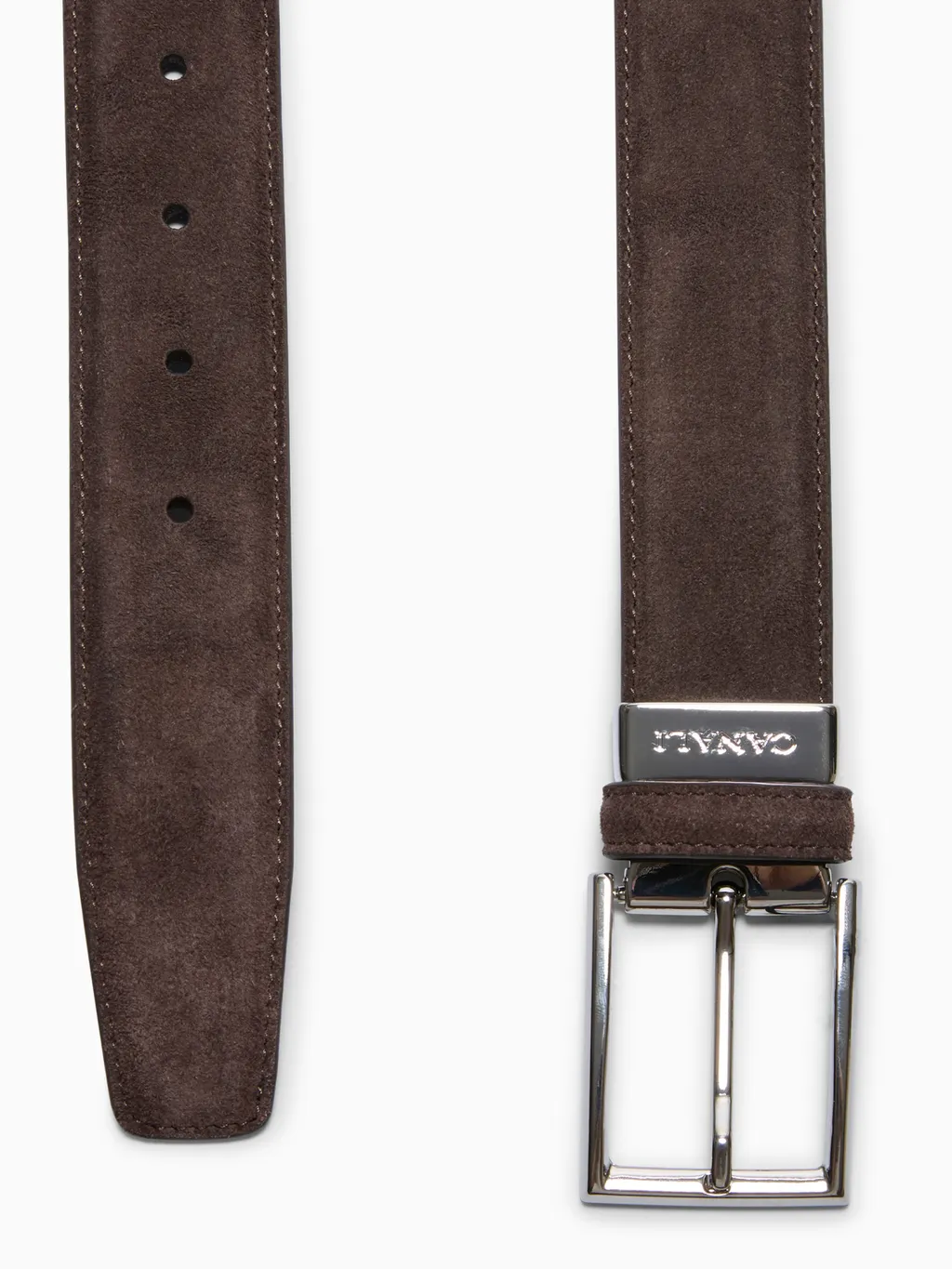 Rectangular-Buckle Suede Belt