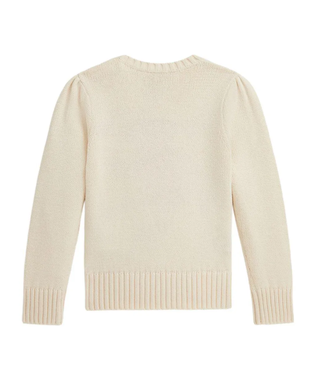 Ice-Skating Bear-Intarsia Cotton Sweater