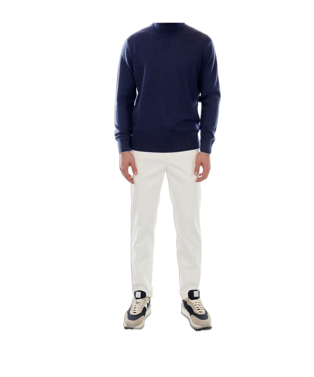 Turtle Neck Sweater Tipping Blue, Light Gray