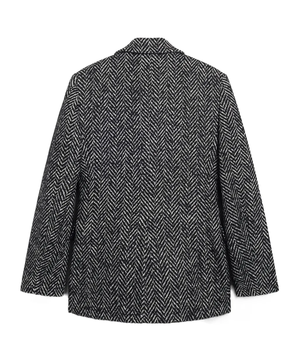 Jade Herringbone Double-Breasted Blazer