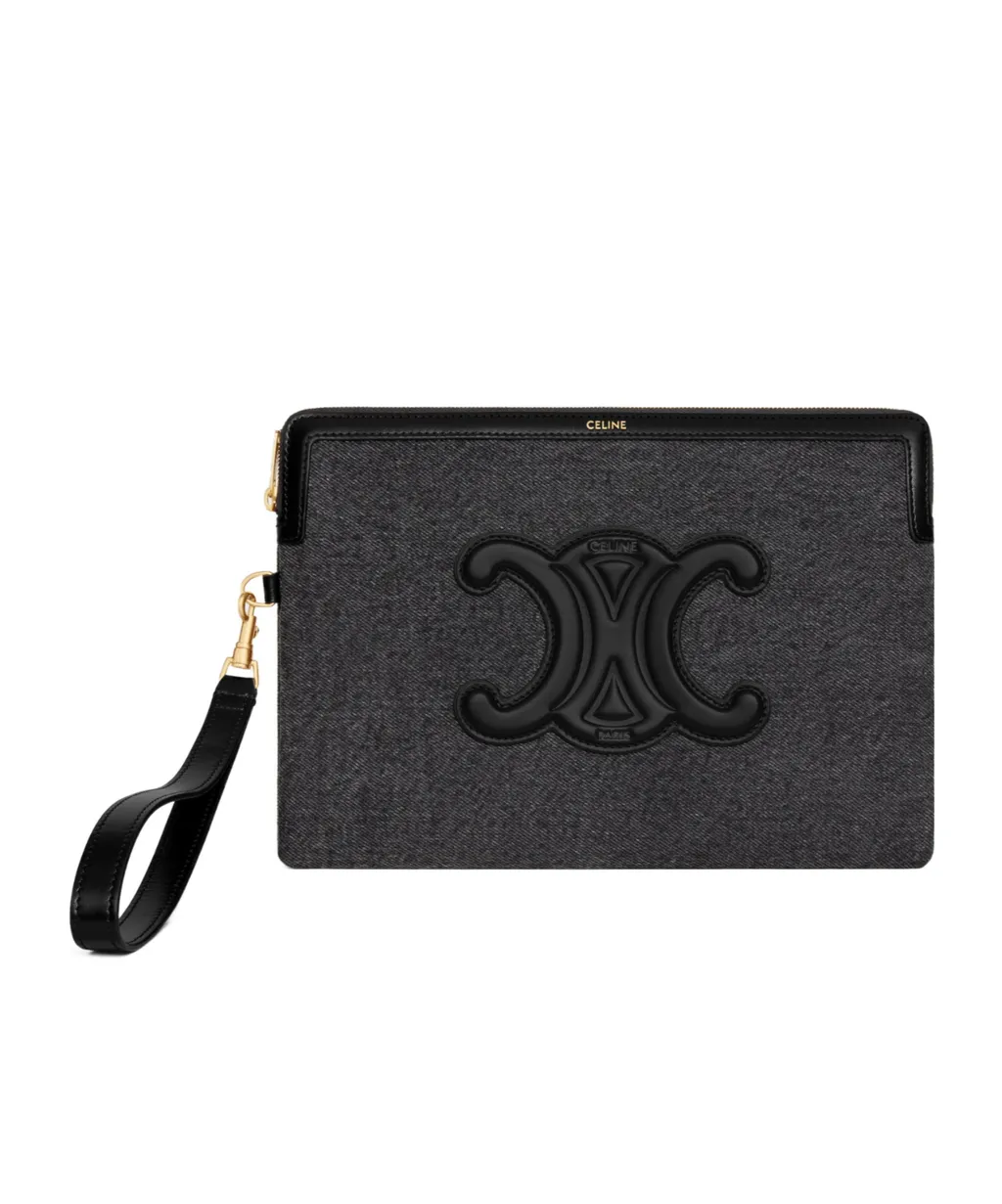 Small Pouch With Strap Cuir Triomphe In Denim