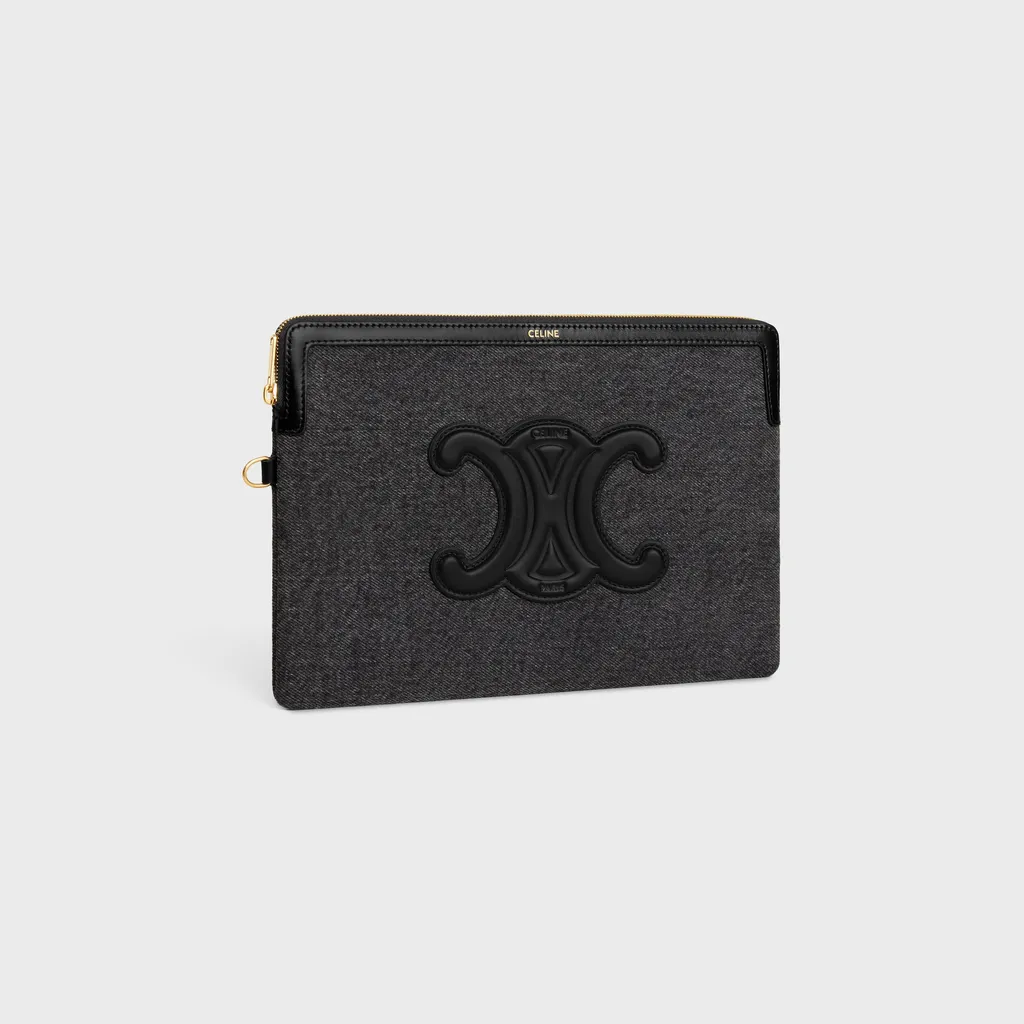 Small Pouch With Strap Cuir Triomphe In Denim