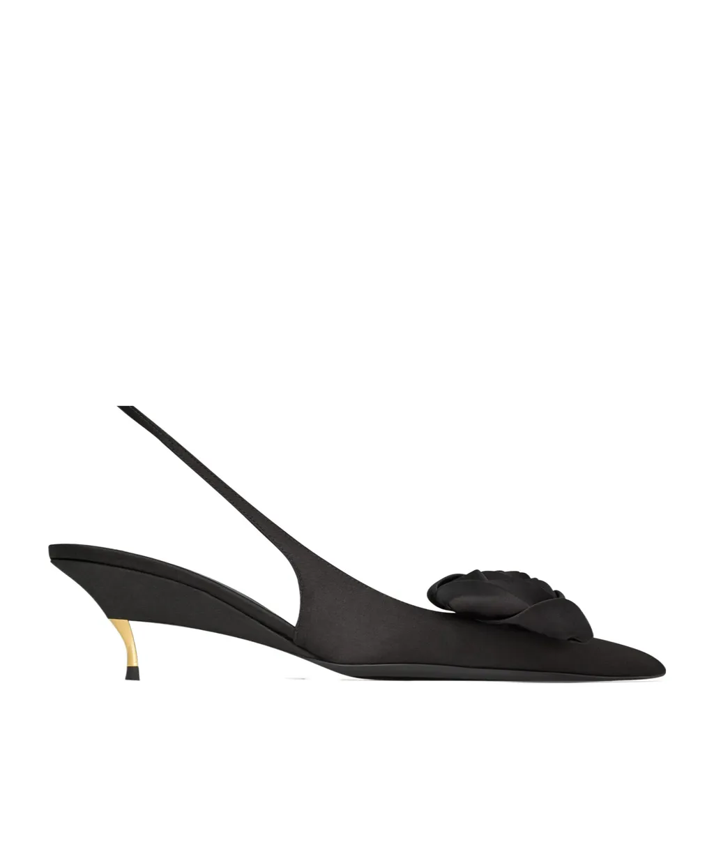 Saint Laurent Dakota Rose Detailed Slingback Pumps
