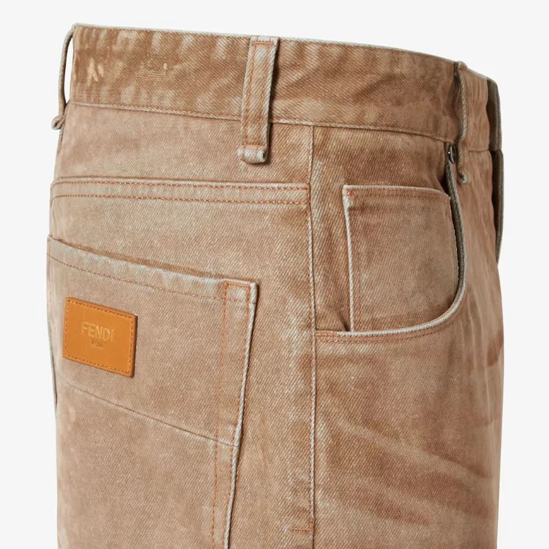 Fendi Logo Patch Straight-Leg Long Jeans