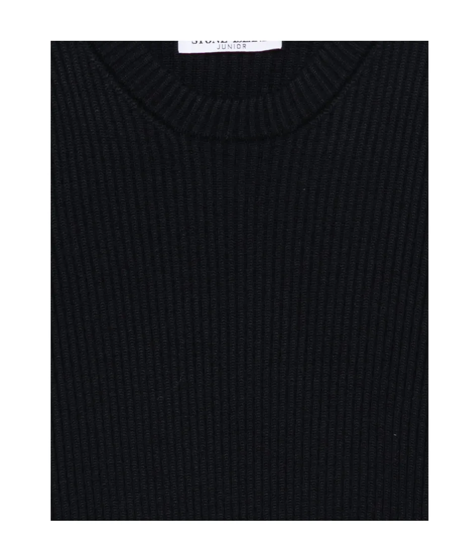 Stone Island Junior Logo Patch Ribbed Jumper