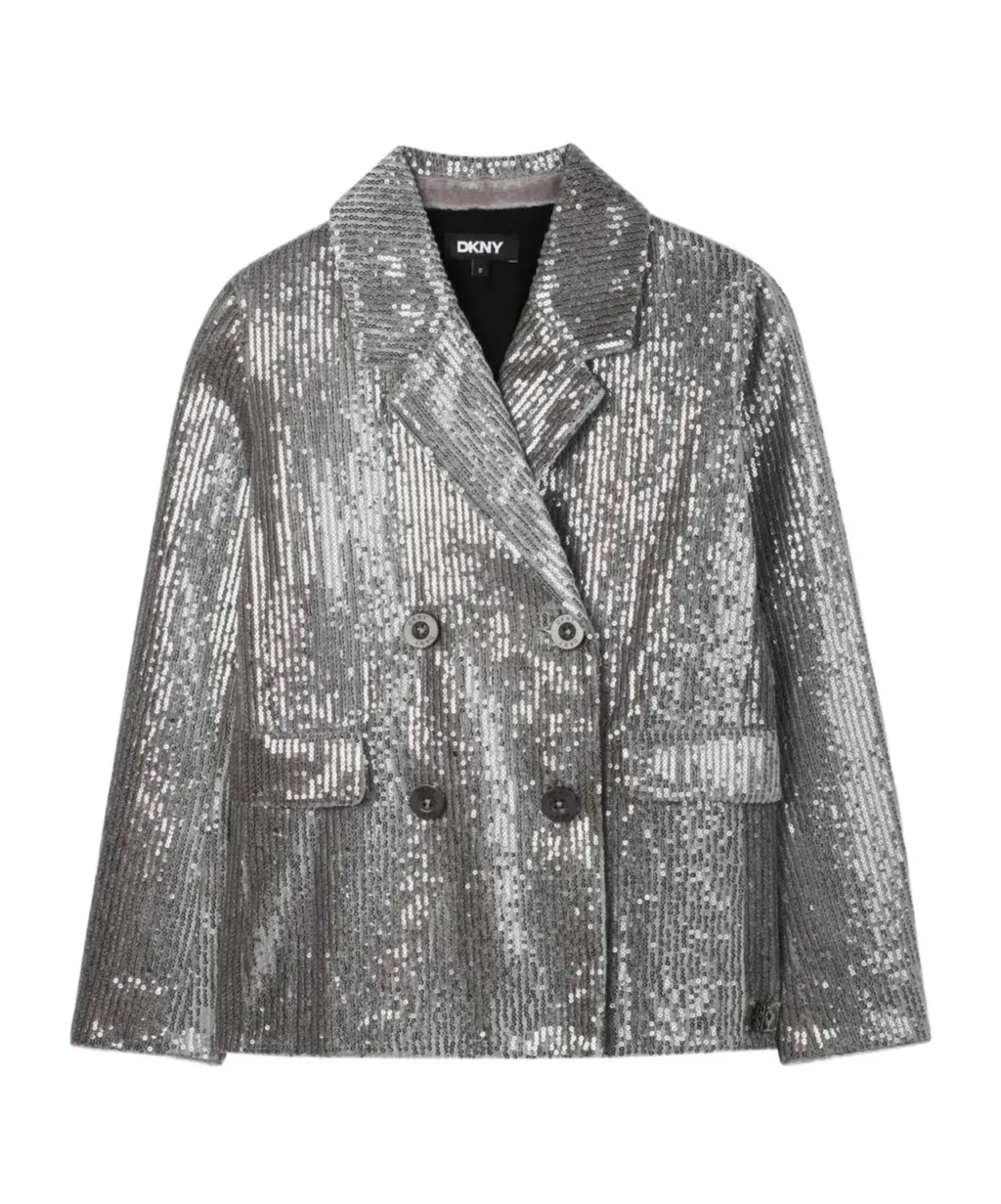 Sequin-Embellished Double-Breasted Jacket