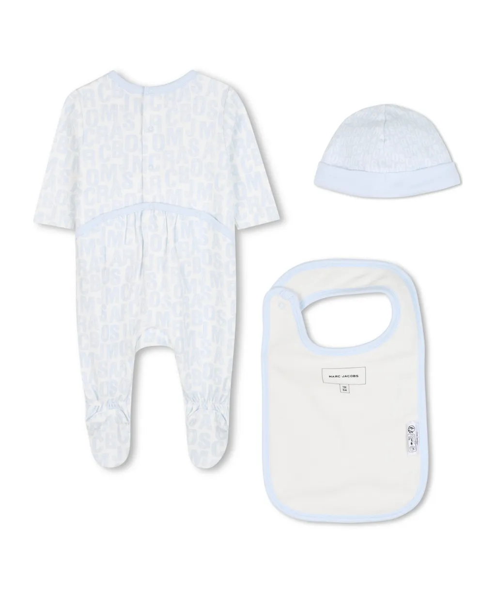 Light Blue Babygrow Set For Baby Boy With Logo