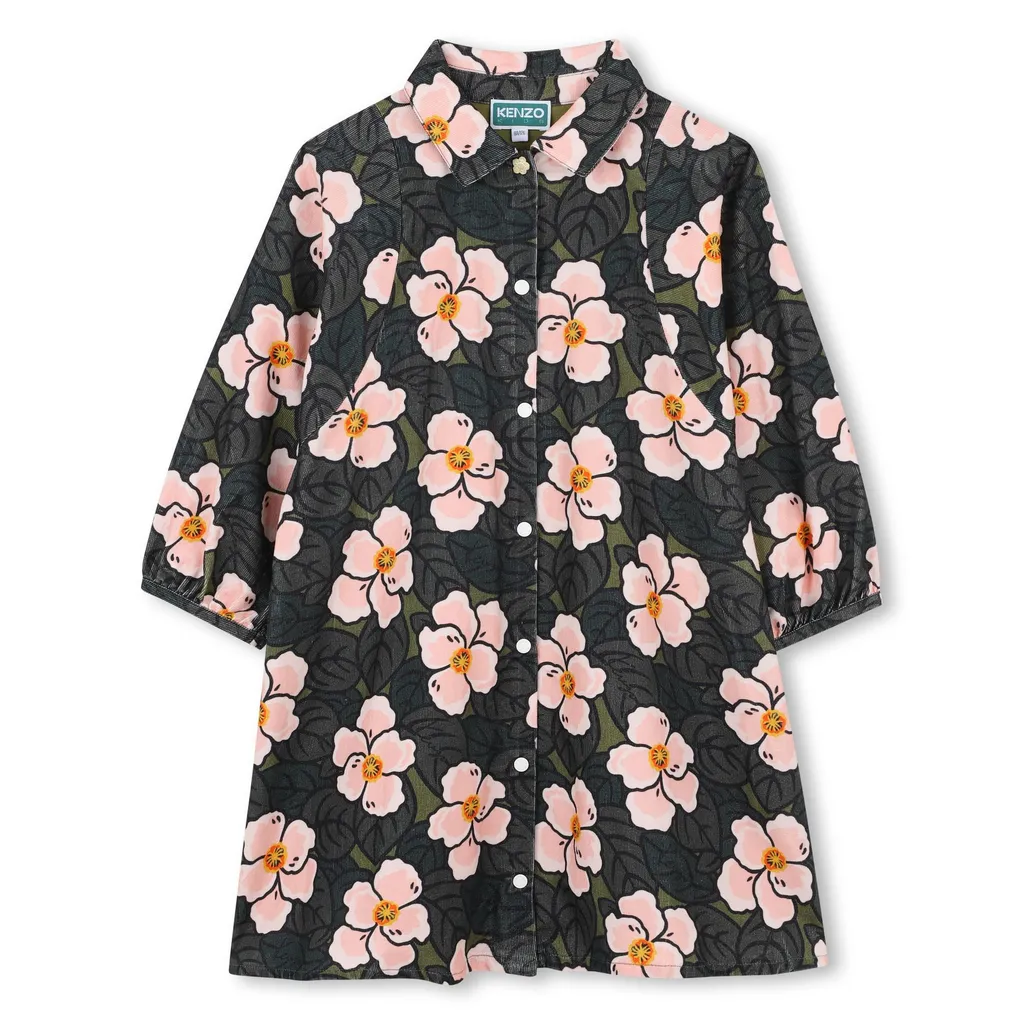 Floral Print Button-Up Shirt Dress