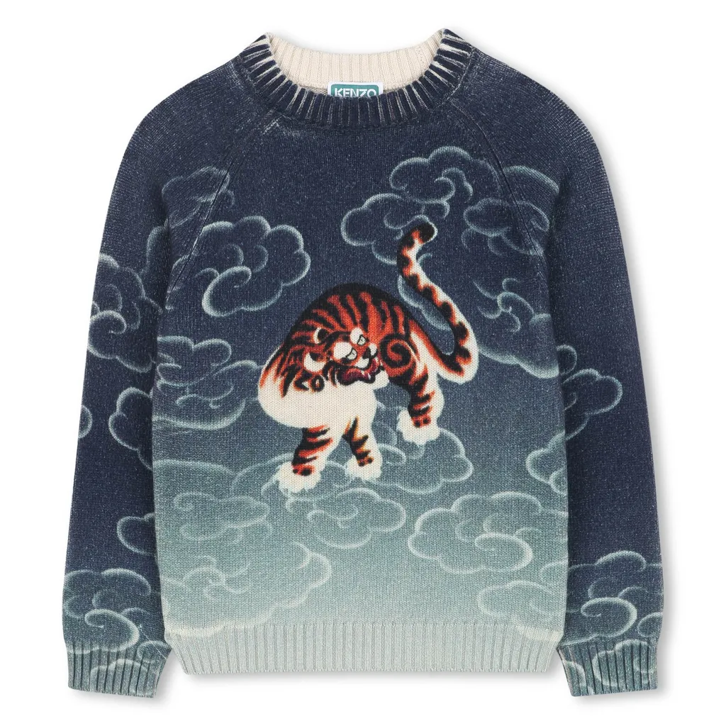 Tiger-Motif Cloud-Patterned Sweater
