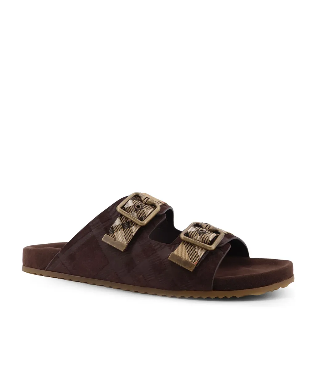 Burberry Double Buckle Checked Slides