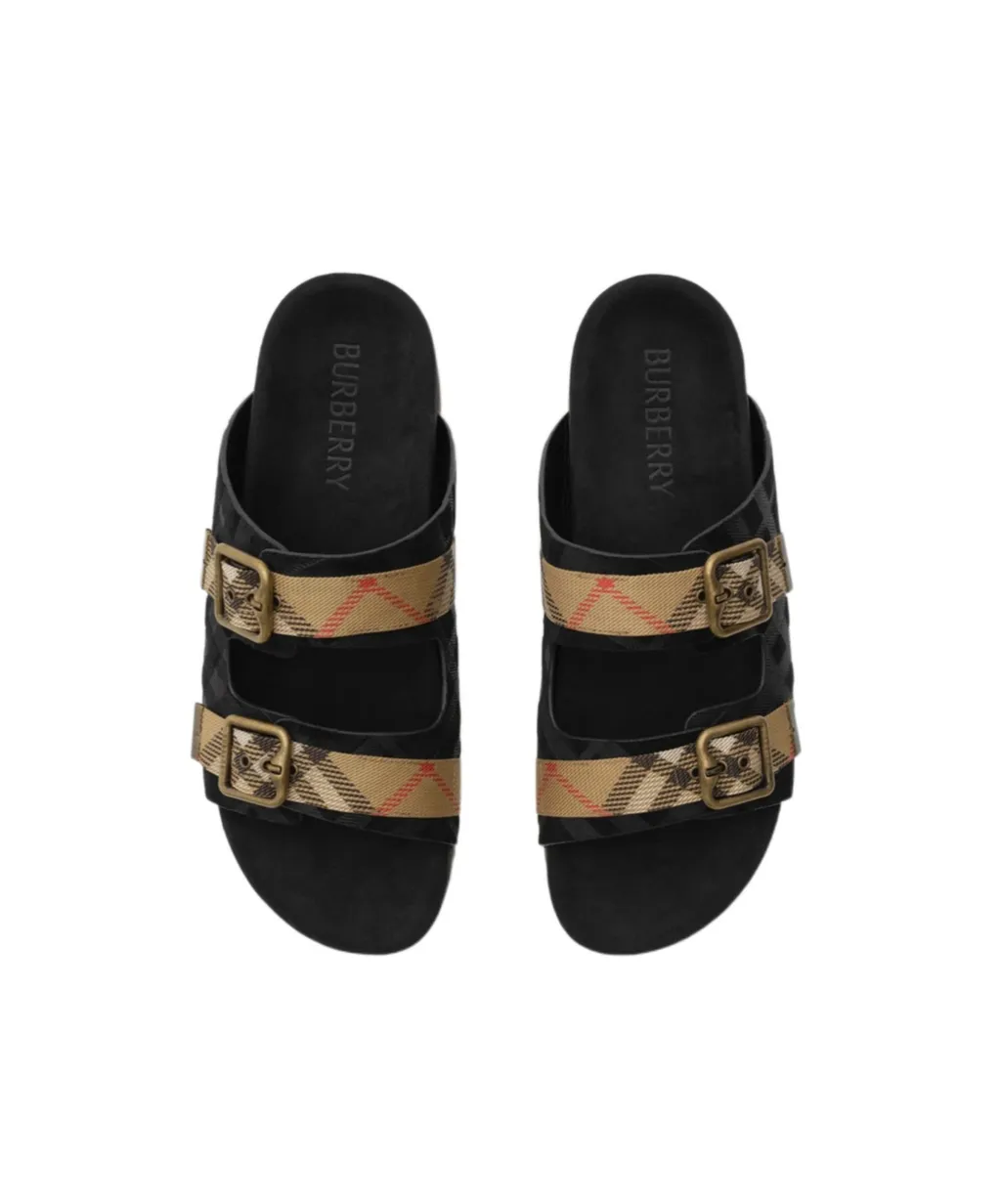 Burberry Urchin Check Buckle Flat Sandals