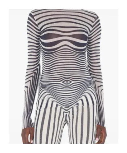 Long-Sleeve Morphing-Stripes Top