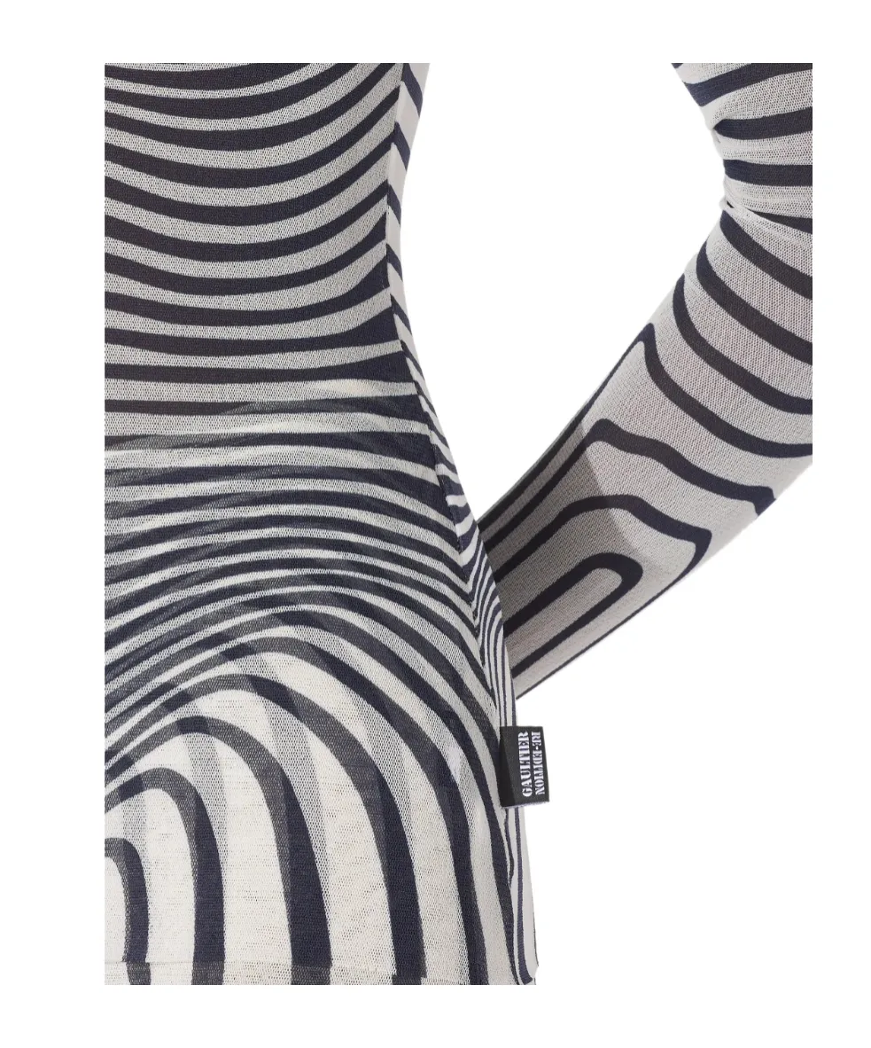Long-Sleeve Morphing-Stripes Top