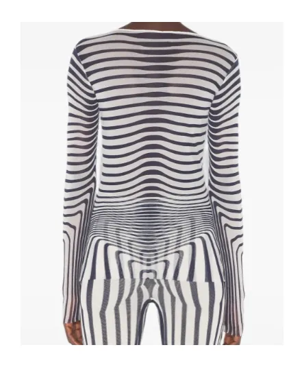 Long-Sleeve Morphing-Stripes Top