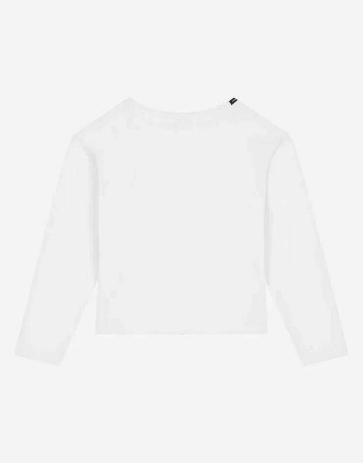Floral-Embroidered Long-Sleeve T-Shirt