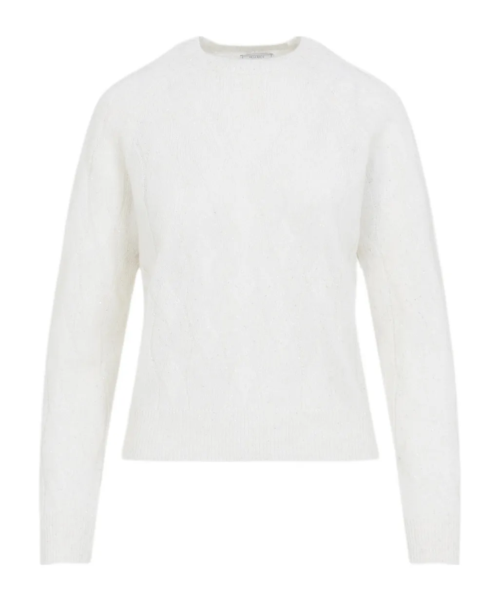 Cable-Knit Round-Neck Sweater
