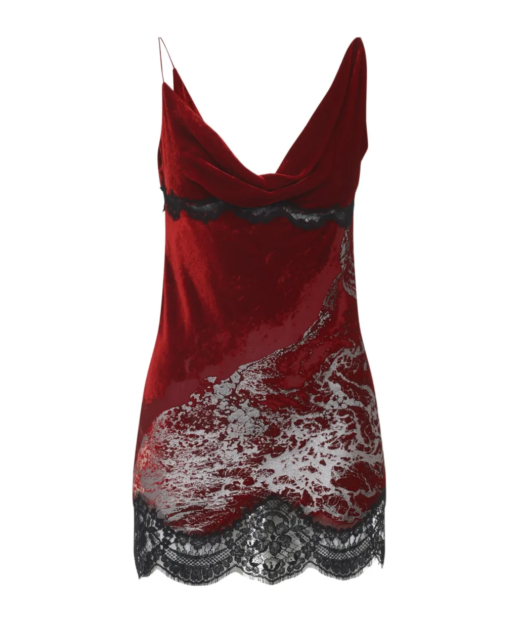 Marine Print Lace Mini Dress